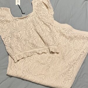 Freshman Cream Knit Top and Skirt Set